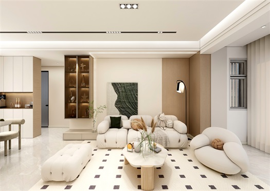 中?！ぞ砰?135平米現(xiàn)代奶油風(fēng)效果圖